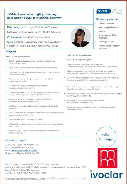 SZKOLENIE „Odcinek przedni od szyjki po bonding. Deep Margin Elevation w odcinku bocznym”