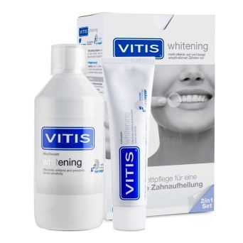 VITIS WHITENING ZESTAW - PASTA DO ZĘBÓW I PŁYN DO PŁUKANIA O DZIAŁANIU WYBIELAJĄCYM