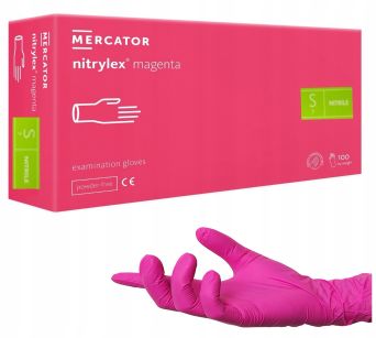 Rękawice nitrylowe różowe 100szt. Mercator